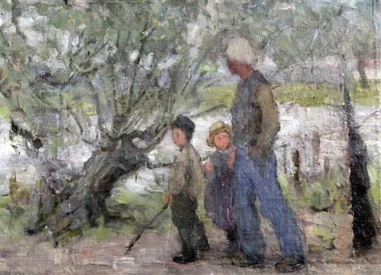 Dutch School c.1900 Figures alongside canals 15 x 20.5in. & 8 x 11.5in., unframed